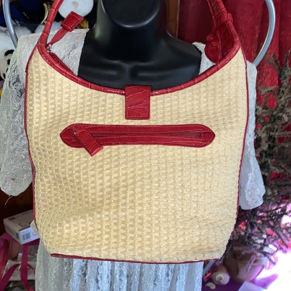 Brighton Fashion Straw & Leather Shoulder Handbag - Picture 4 of 7